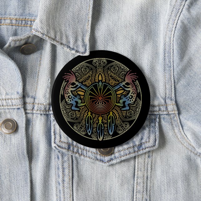 Kokopelli Duo - Mann im Maze - Dreamcatcher 1 Button (Beispiel)