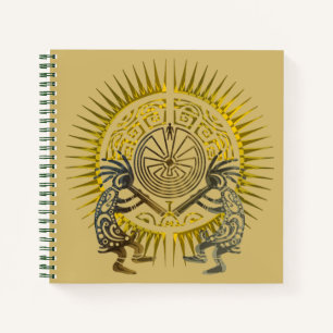 Kokopelli Duo - Mann im Maze - Sonne 1 Notizbuch