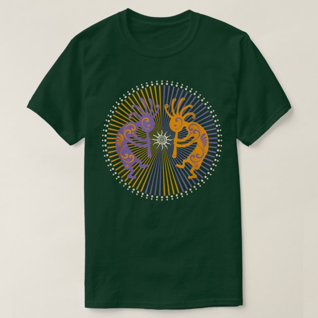 Kokopelli Duo - Rays Circle - Spirit Of Sun Music  T-Shirt (Design vorne)