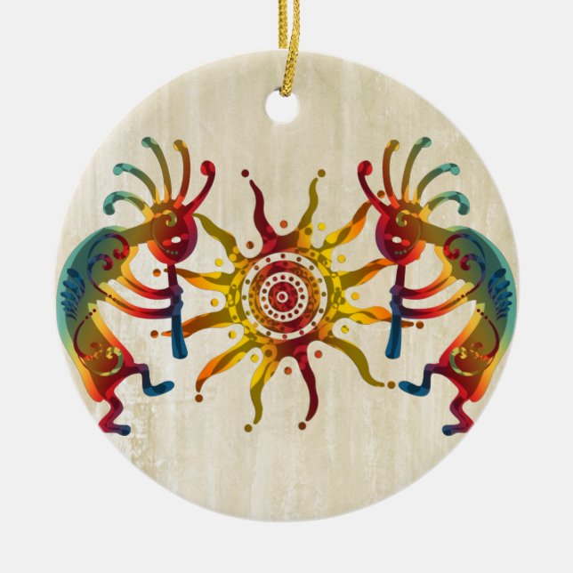 KOKOPELLI DUO SUN + Ihre Ideen Keramik Ornament (Vorne)