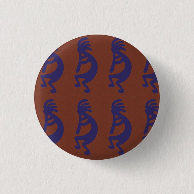 Kokopelli-Flute Abbildung: Blau auf Rot Button (Vorderseite)