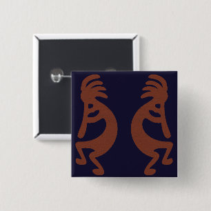 Kokopelli-Flute Abbildung: Blau auf Rot Button