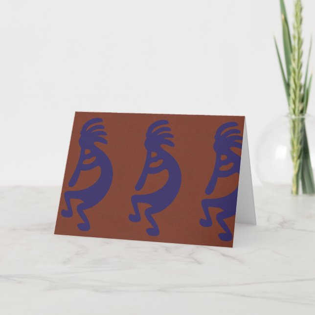 Kokopelli-Flute Abbildung: Blau auf Rot Karte (Vorderseite)