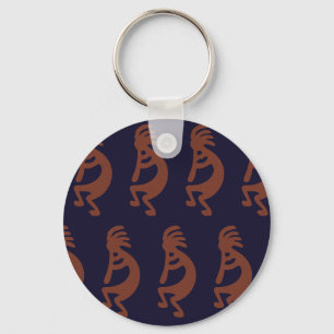 Kokopelli-Flute Abbildung: Blau auf Rot Schlüsselanhänger