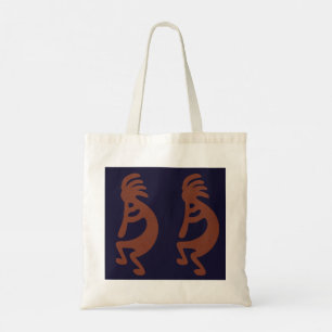 Kokopelli-Flute Abbildung: Blau auf Rot Tragetasche