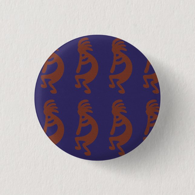 Kokopelli-Flute Abbildung: Rot auf blau Button (Vorderseite)