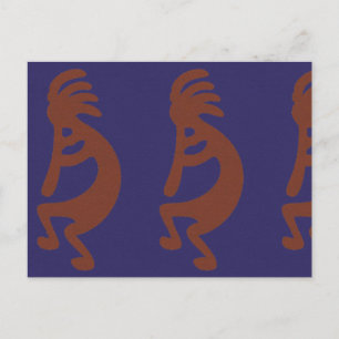 Kokopelli-Flute Abbildung: Rot auf blau Postkarte