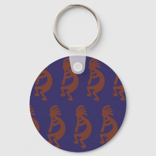 Kokopelli-Flute Abbildung: Rot auf blau Schlüsselanhänger