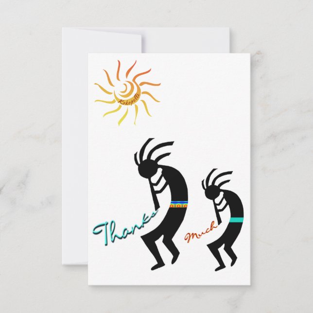 Kokopelli Flute Spieler Flut Danke Karte (Vorderseite)