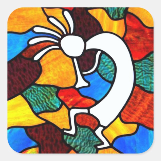 Kokopelli Glaskleber Quadratischer Aufkleber (Vorderseite)