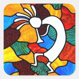 Kokopelli Glaskleber Quadratischer Aufkleber