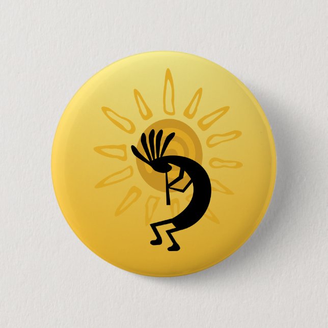 Kokopelli Gold Sun Button (Vorderseite)