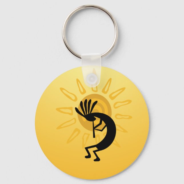 Kokopelli Gold Sun Custom Key Chain Schlüsselanhänger (Vorderseite)