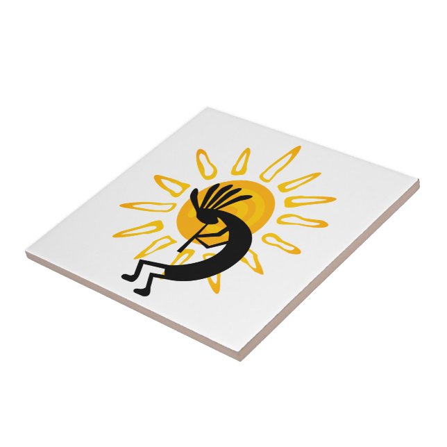 Kokopelli Gold Sun Keramik Tile Fliese (Seite)