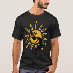 Kokopelli Gold Sun Mens Black T - Shirt