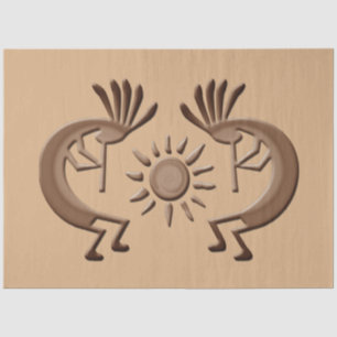 Kokopelli Golden Sun Broned Decoupage Seidenpapier