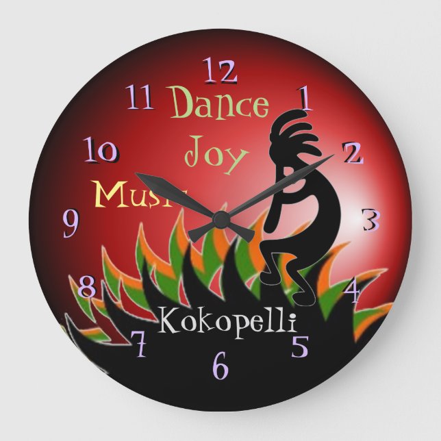 Kokopelli Große Wanduhr (Vorderseite)