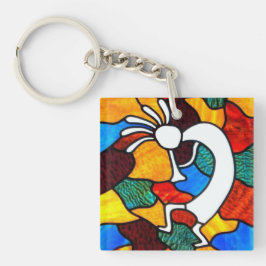 Kokopelli-Hartglas Schlüsselanhänger