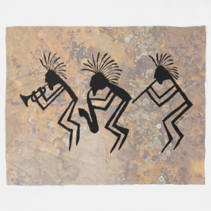 Kokopelli Horn-und Flötenspieler-Petroglyphe Fleecedecke