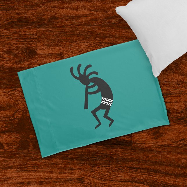 Kokopelli im Südwesten Aquamarin und schwarz Kisse Kissenbezug (Von Creator hochgeladen)