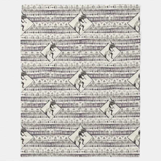 Kokopelli - Indianerisches amerikanisches Muster n Fleecedecke (Vorderseite)