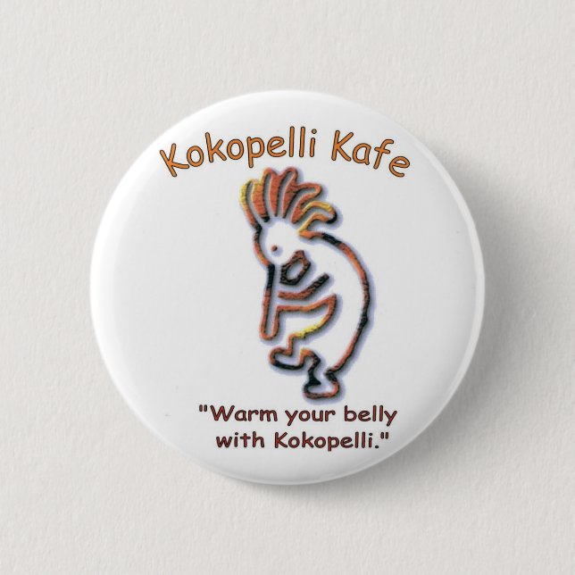 Kokopelli Kafe Knopf Button (Vorderseite)
