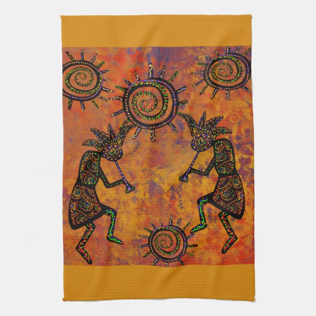 Kokopelli Kunst Küchenhandtuch Geschirrtuch (Vertikal)
