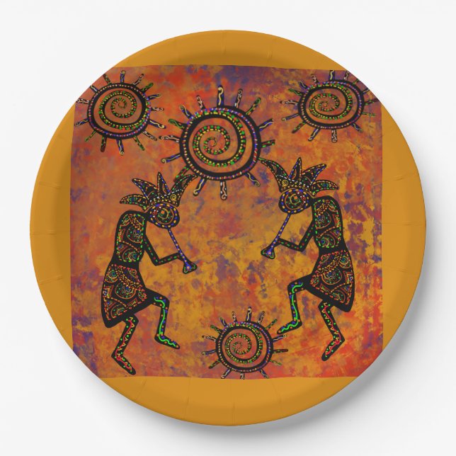 Kokopelli-Kunst  Pappteller (Vorderseite)