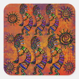 Kokopelli-Kunst  Quadratischer Aufkleber