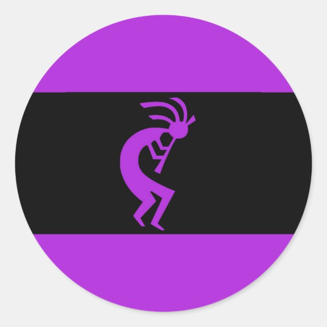 Kokopelli Lila Runder Aufkleber (Vorderseite)