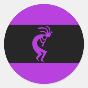 Kokopelli lila runder aufkleber