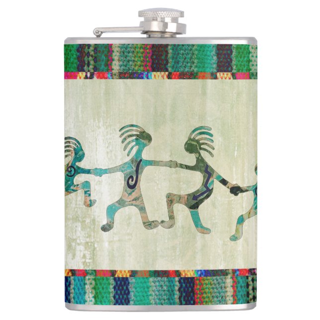 KOKOPELLI lustige Familie + Ihre Ideen Flachmann (Vorderseite)