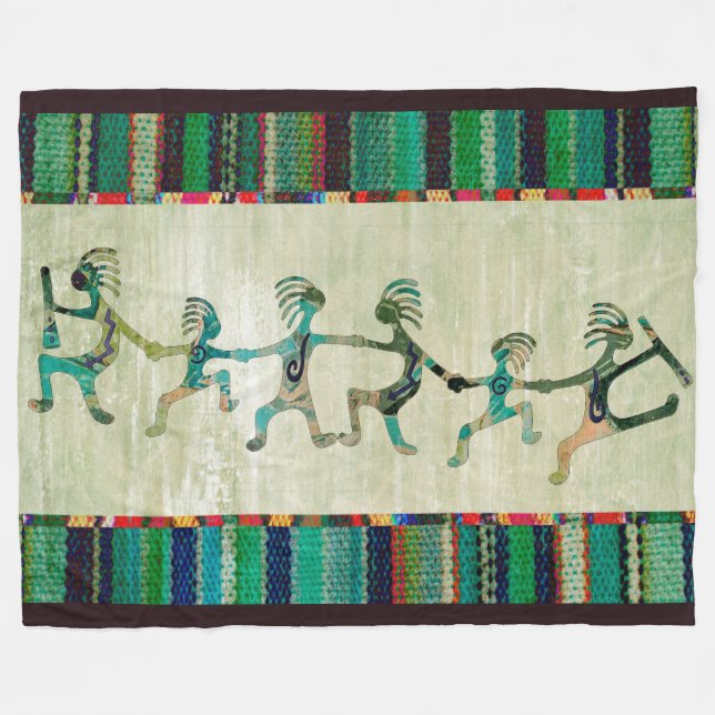 KOKOPELLI lustige Familie + Ihre Ideen Fleecedecke (Vorderseite (Horizontal))