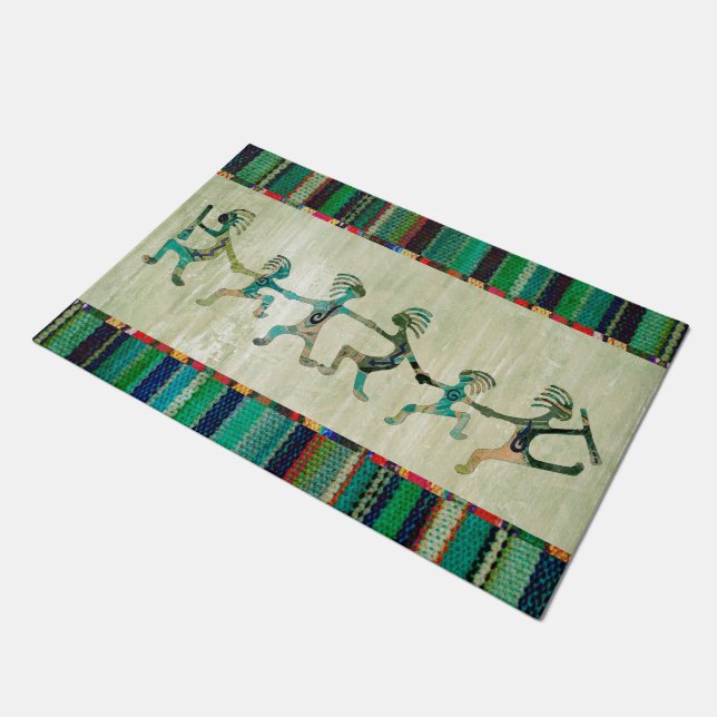 KOKOPELLI lustige Familie + Ihre Ideen Fußmatte (Schrägansicht)