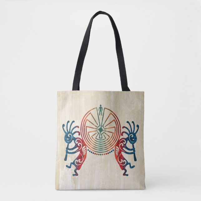 KOKOPELLI / MAN IN MAZE Farbe + Ihre Ideen Tasche (Vorderseite)