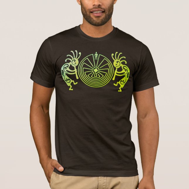 KOKOPELLI / MAN IN MAZE grün + Ihre Ideen T-Shirt (Vorderseite)