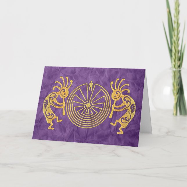 KOKOPELLI/MANN IM LABYRINTH-Gold + Ihre Ideen Karte (Vorderseite)