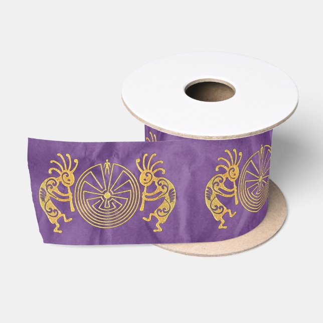 KOKOPELLI/MANN IM LABYRINTH-Gold + Ihre Ideen Satinband (Spule)