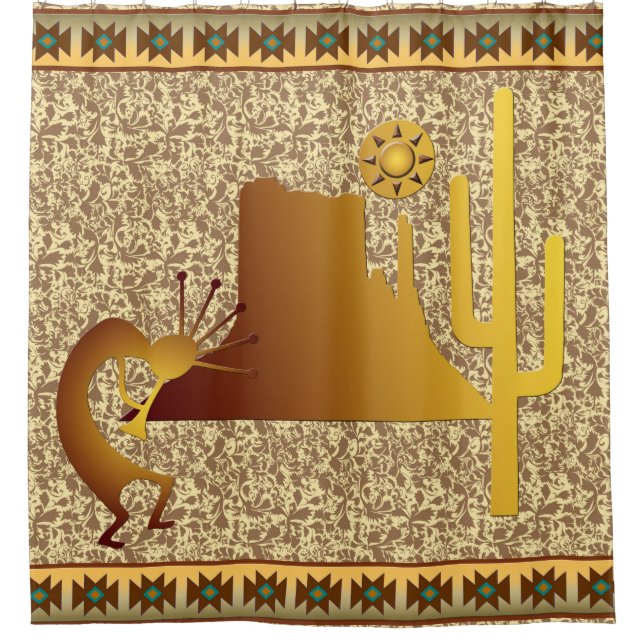 Kokopelli Mesa & Cactus Set #1 Duschvorhang (Vorderseite)