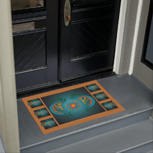 Kokopelli mit Aquamariner Gestaltung von Sun Fußmatte