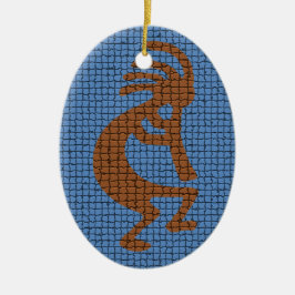 Kokopelli mit flutmosaik gepolstertem Muster Keramik Ornament