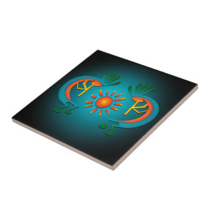 Kokopelli mit Sun Keramik Tile Fliese