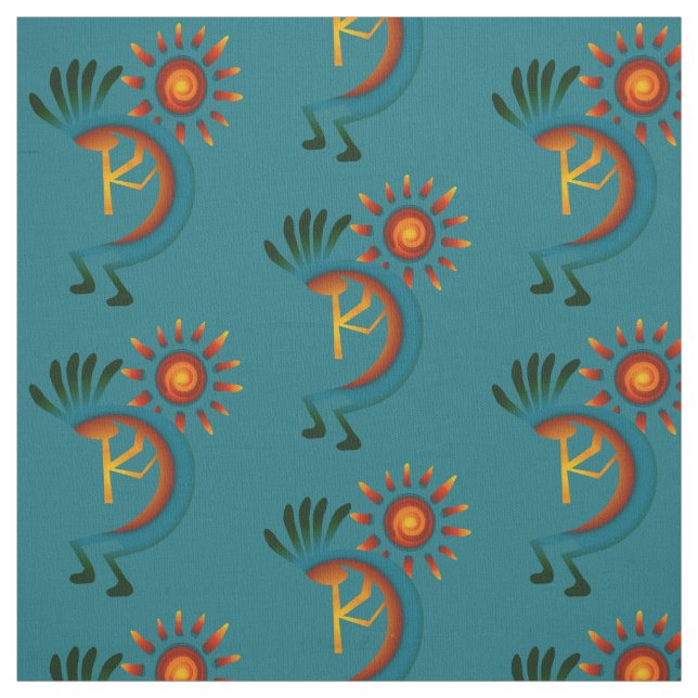 Kokopelli mit Sun Turquoise Stoff (Muster)