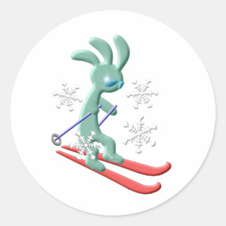 Kokopelli Native American Skiing Runder Aufkleber