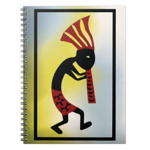 Kokopelli-Notebook in Rot- und Gelbtönen Notizblock