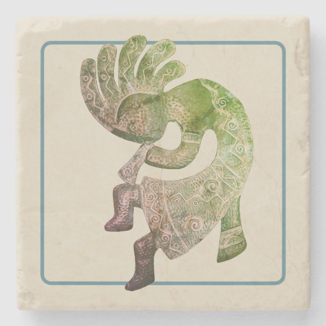 Kokopelli, Pastel Outlinées, Südwesten Steinuntersetzer (Vorderseite)