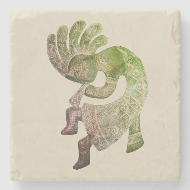 Kokopelli, Pastel Southwestern Steinuntersetzer (Vorderseite)