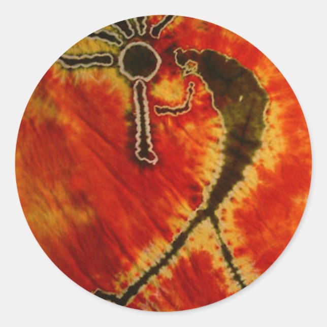 Kokopelli Phat Dyes Gefärbte Krawatten Runder Aufkleber (Vorderseite)