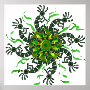 Kokopelli Rad-Druck Poster