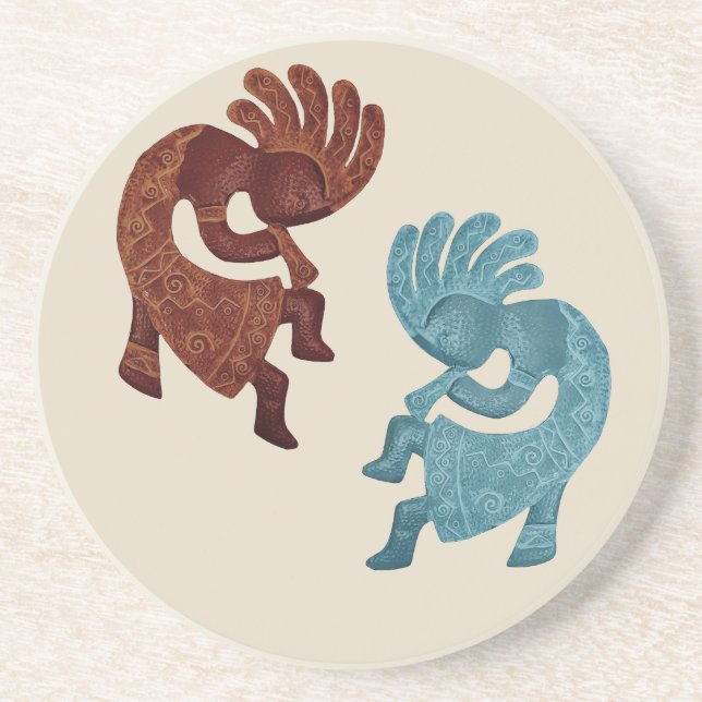 Kokopelli, Rost & Türkis, Südwesten Getränkeuntersetzer (Vorne)